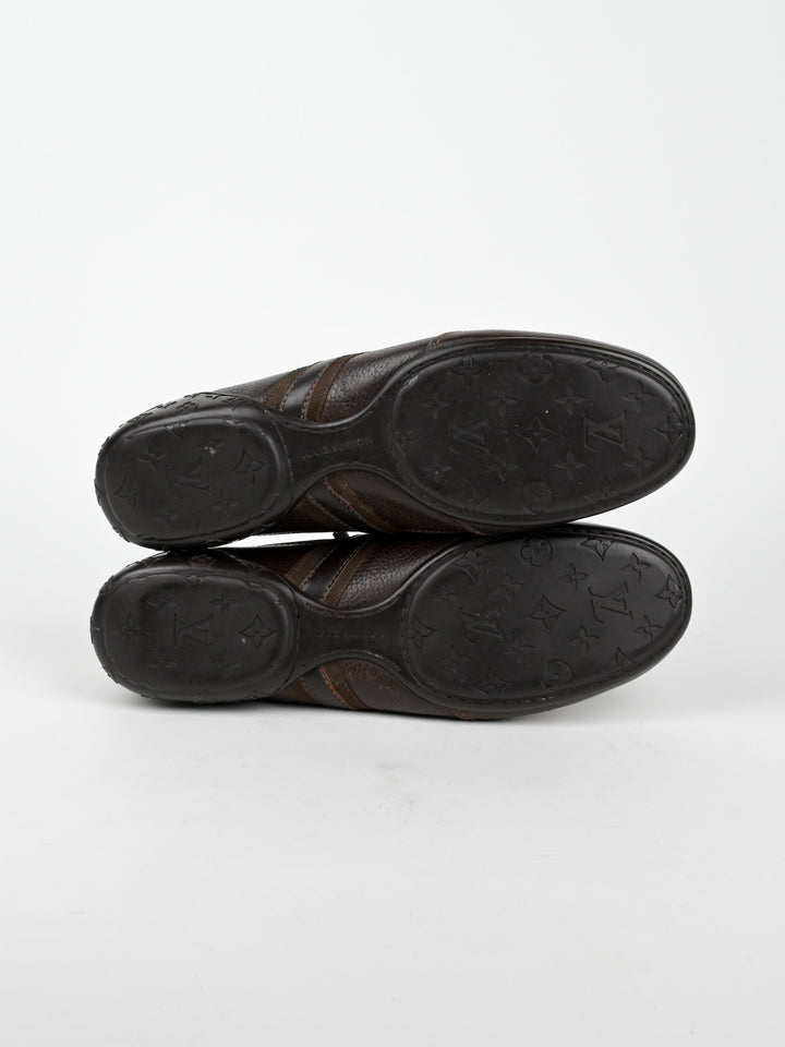 Clipper Monogram Leather Low Top Sneakers