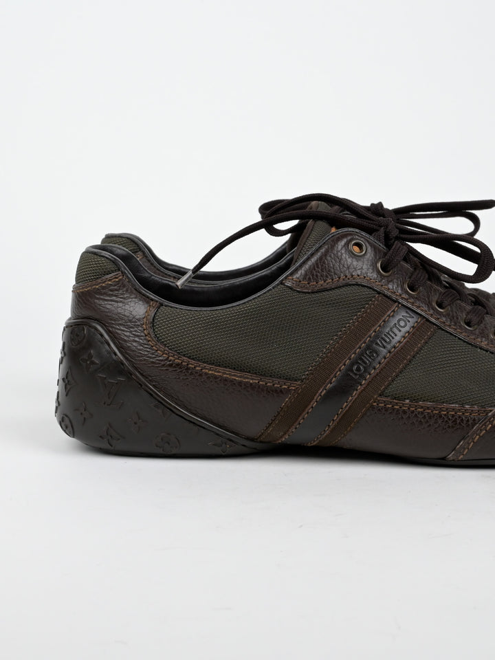 Clipper Monogram Leather Low Top Sneakers