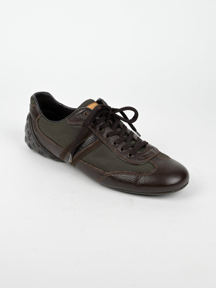 Clipper Monogram Leather Low Top Sneakers
