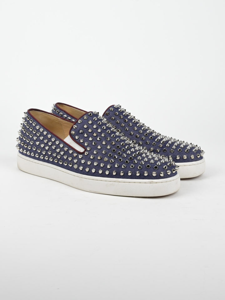 Spike Denim Slip On Low Top Sneakers