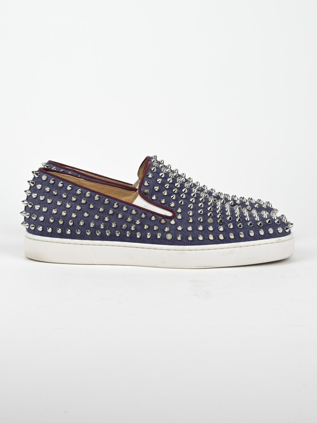 Spike Denim Slip On Low Top Sneakers