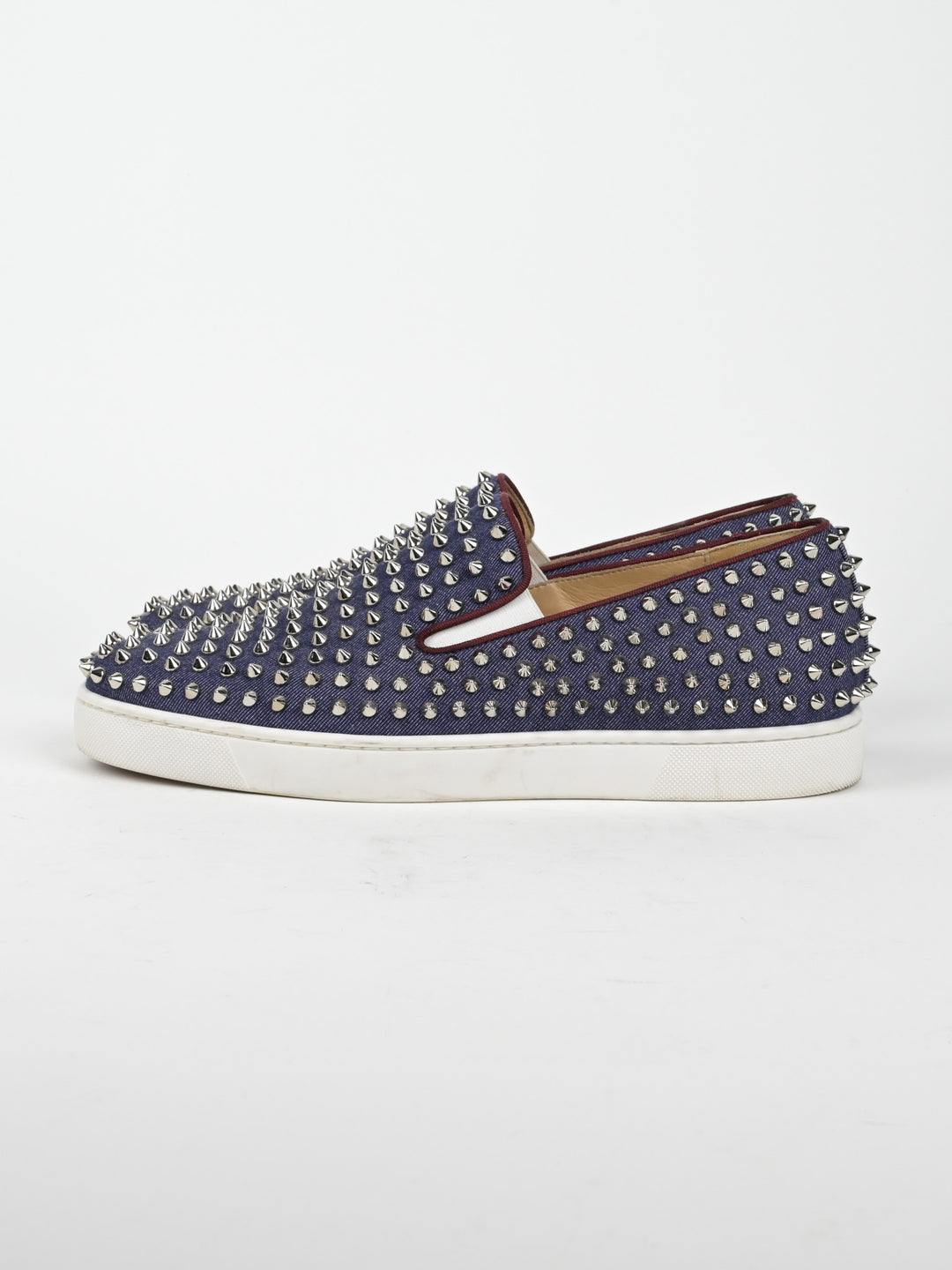 Spike Denim Slip On Low Top Sneakers