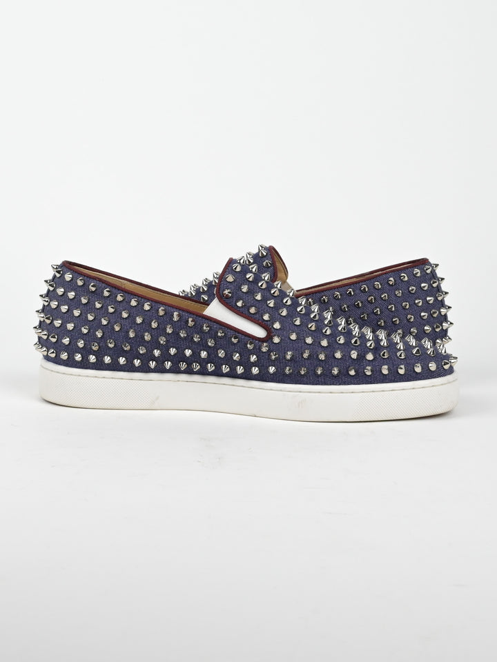 Spike Denim Slip On Low Top Sneakers