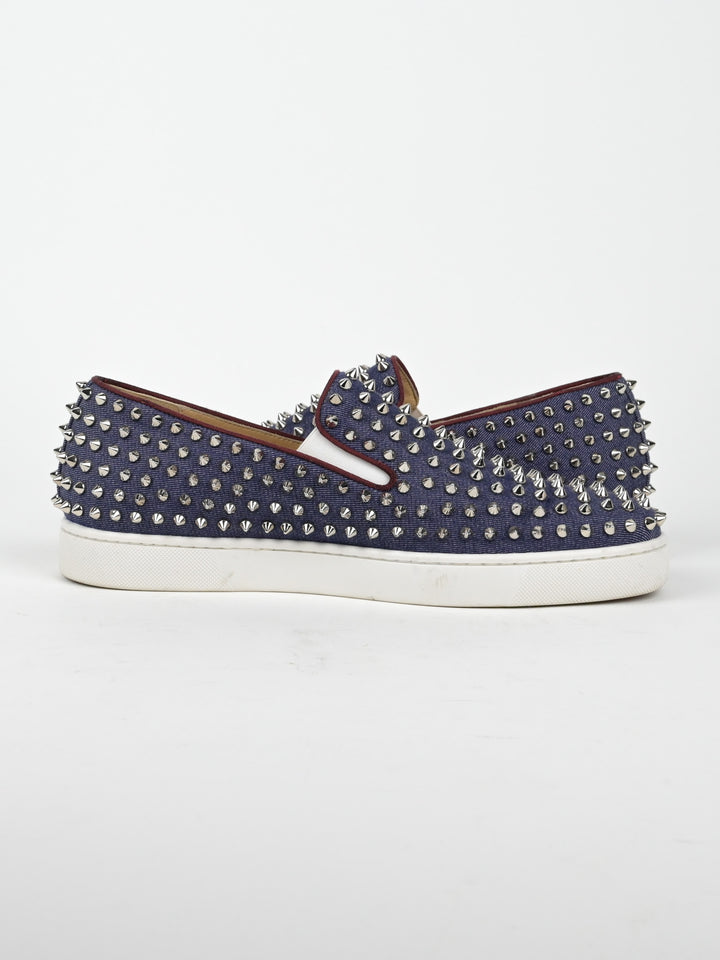 Spike Denim Slip On Low Top Sneakers
