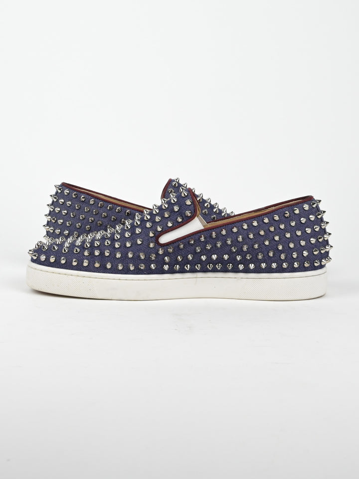 Spike Denim Slip On Low Top Sneakers