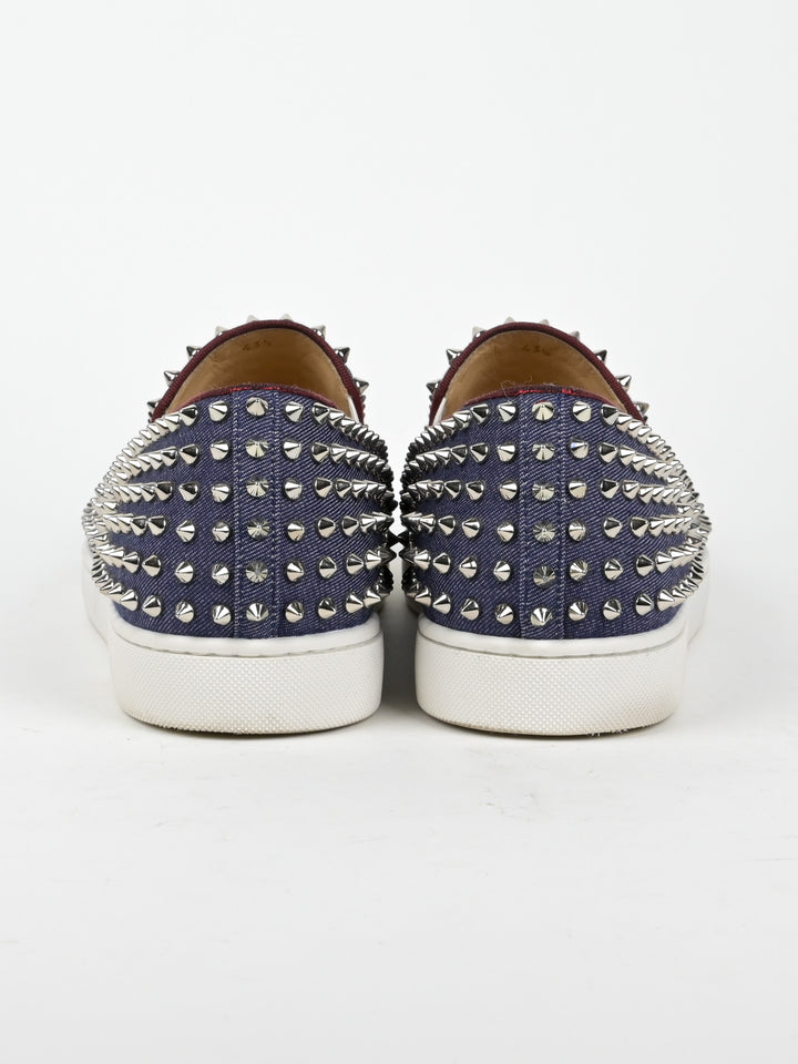 Spike Denim Slip On Low Top Sneakers