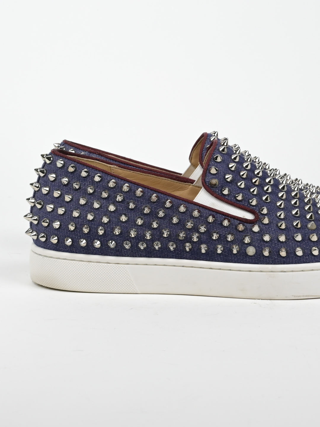 Spike Denim Slip On Low Top Sneakers