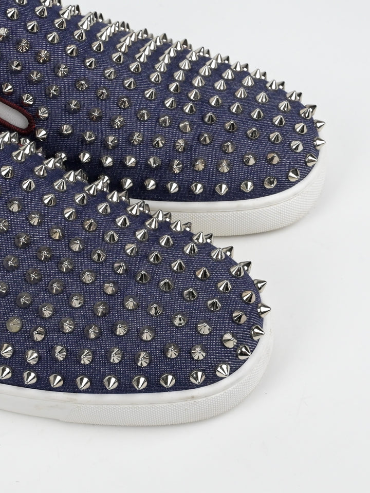 Spike Denim Slip On Low Top Sneakers