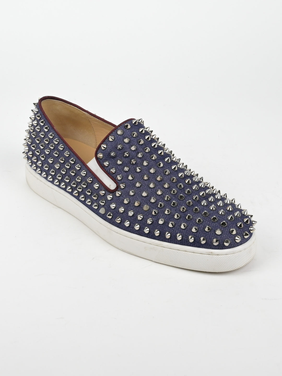 Spike Denim Slip On Low Top Sneakers