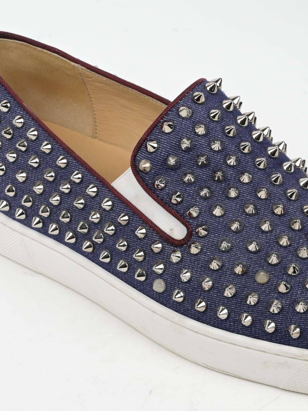 Spike Denim Slip On Low Top Sneakers