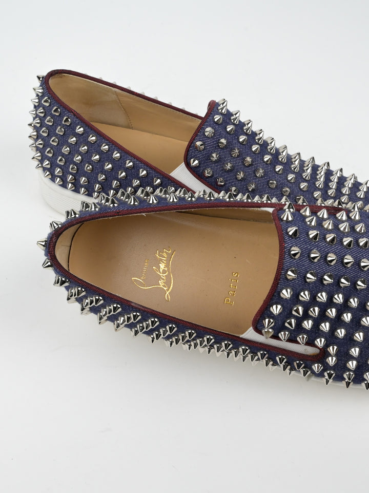Spike Denim Slip On Low Top Sneakers