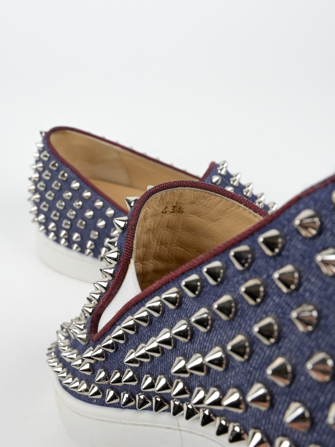 Spike Denim Slip On Low Top Sneakers