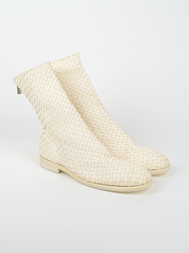988MS Kangaroo Woven Full Grain Leather Back Zip Boots
