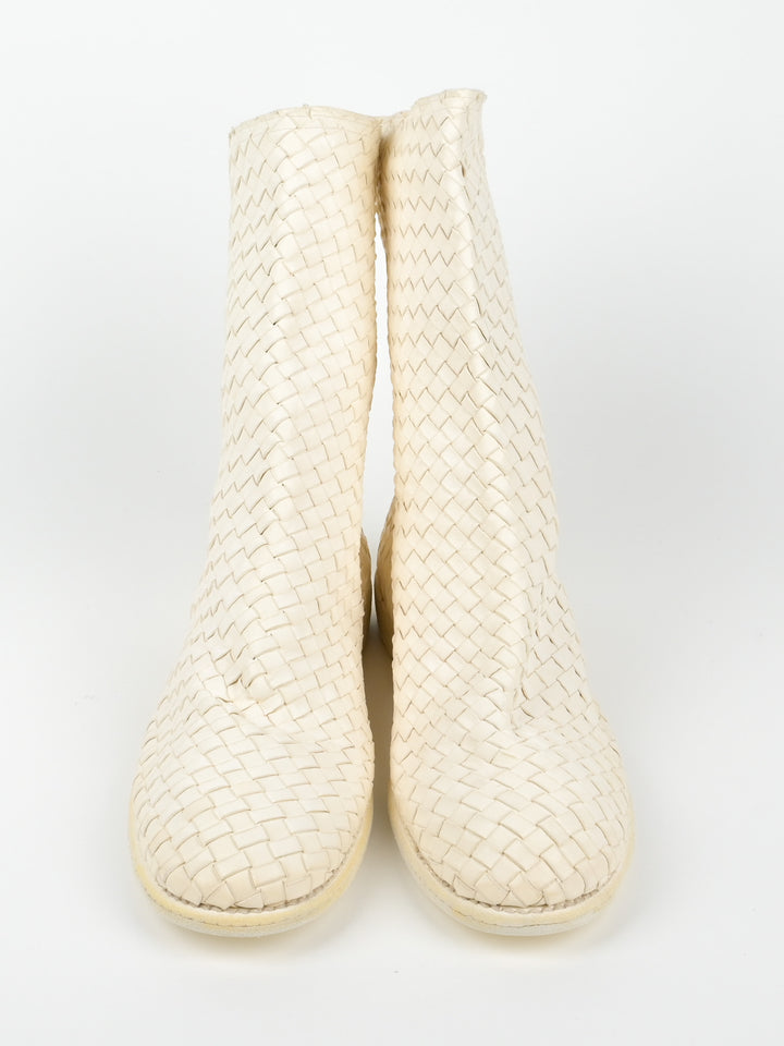 988MS Kangaroo Woven Full Grain Leather Back Zip Boots