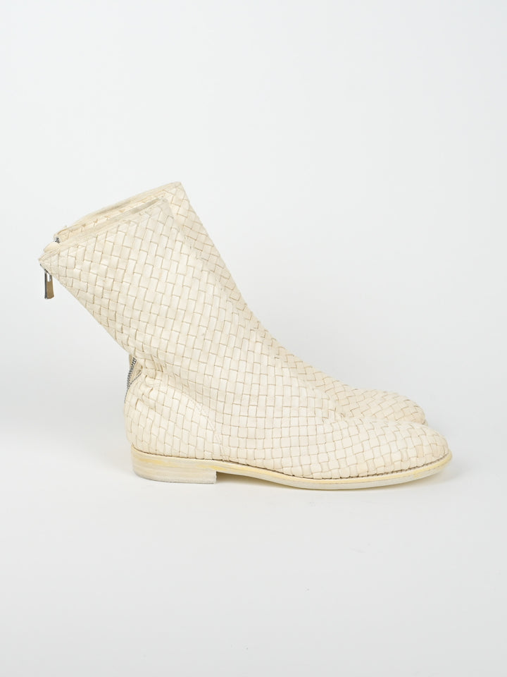 988MS Kangaroo Woven Full Grain Leather Back Zip Boots