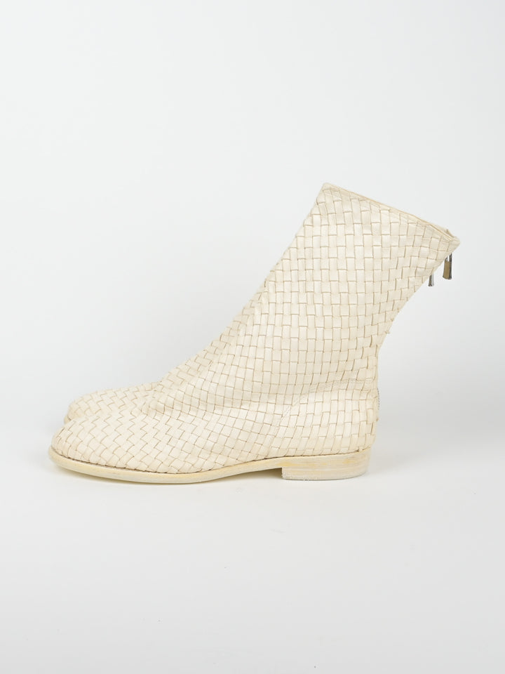 988MS Kangaroo Woven Full Grain Leather Back Zip Boots