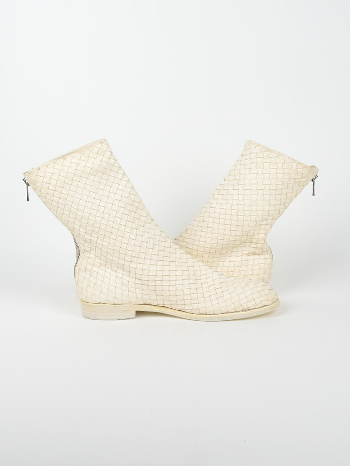 988MS Kangaroo Woven Full Grain Leather Back Zip Boots