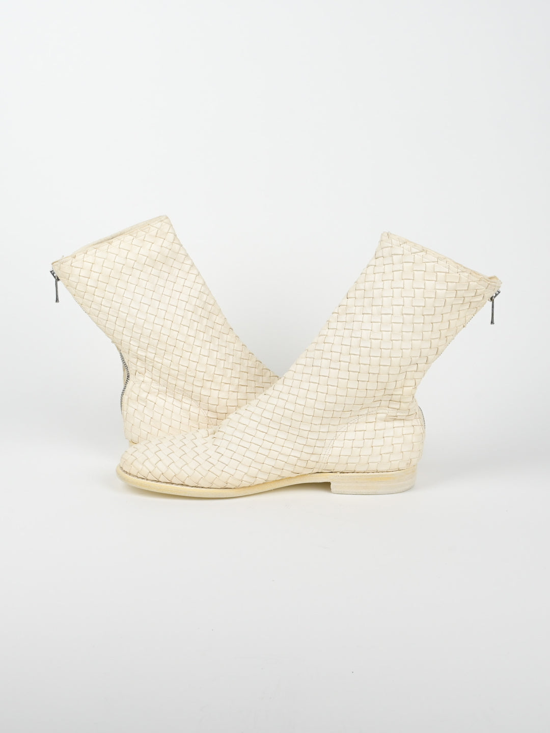 988MS Kangaroo Woven Full Grain Leather Back Zip Boots