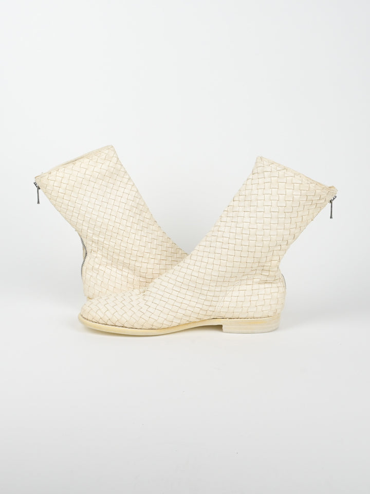 988MS Kangaroo Woven Full Grain Leather Back Zip Boots