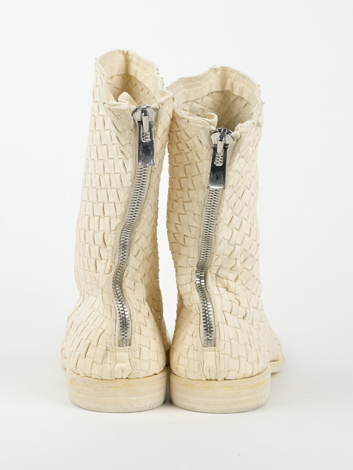 988MS Kangaroo Woven Full Grain Leather Back Zip Boots