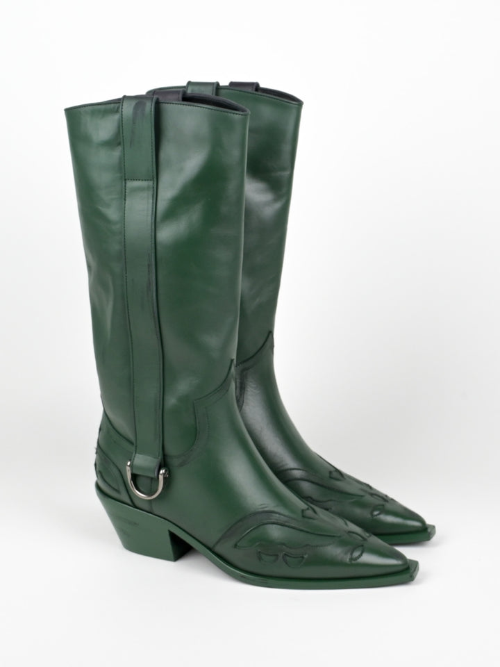 Distressed Leather Cowboy Boots