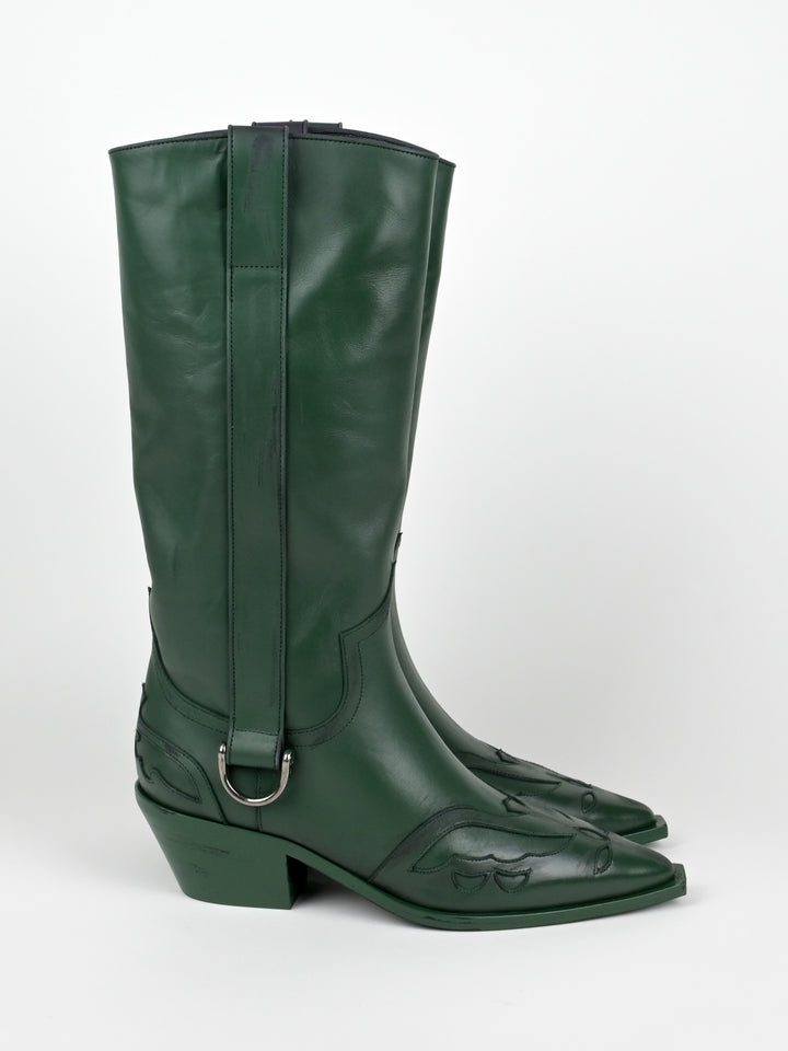 Distressed Leather Cowboy Boots