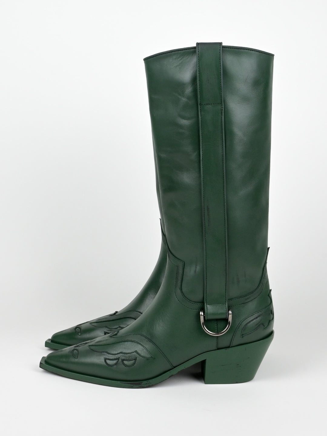 Distressed Leather Cowboy Boots