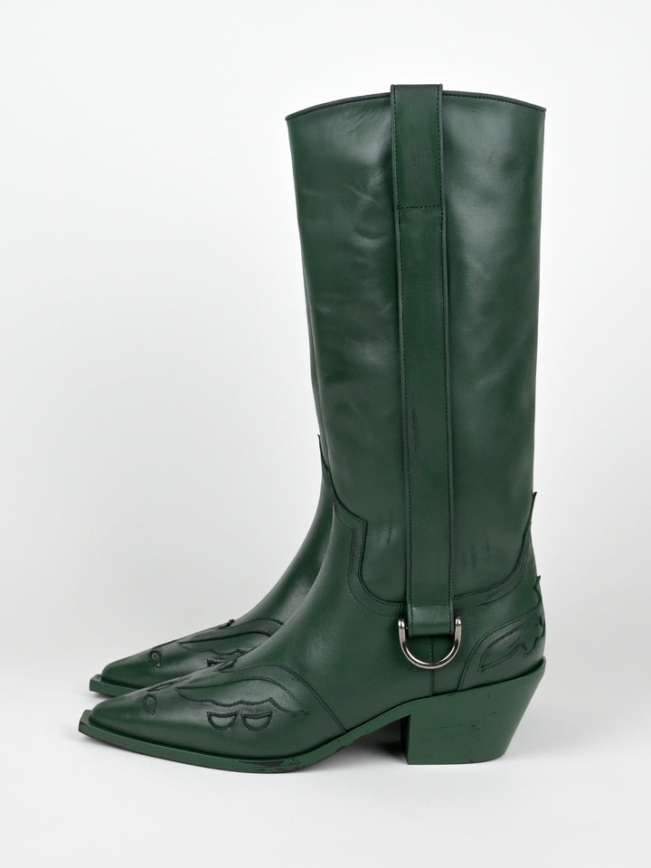 Distressed Leather Cowboy Boots