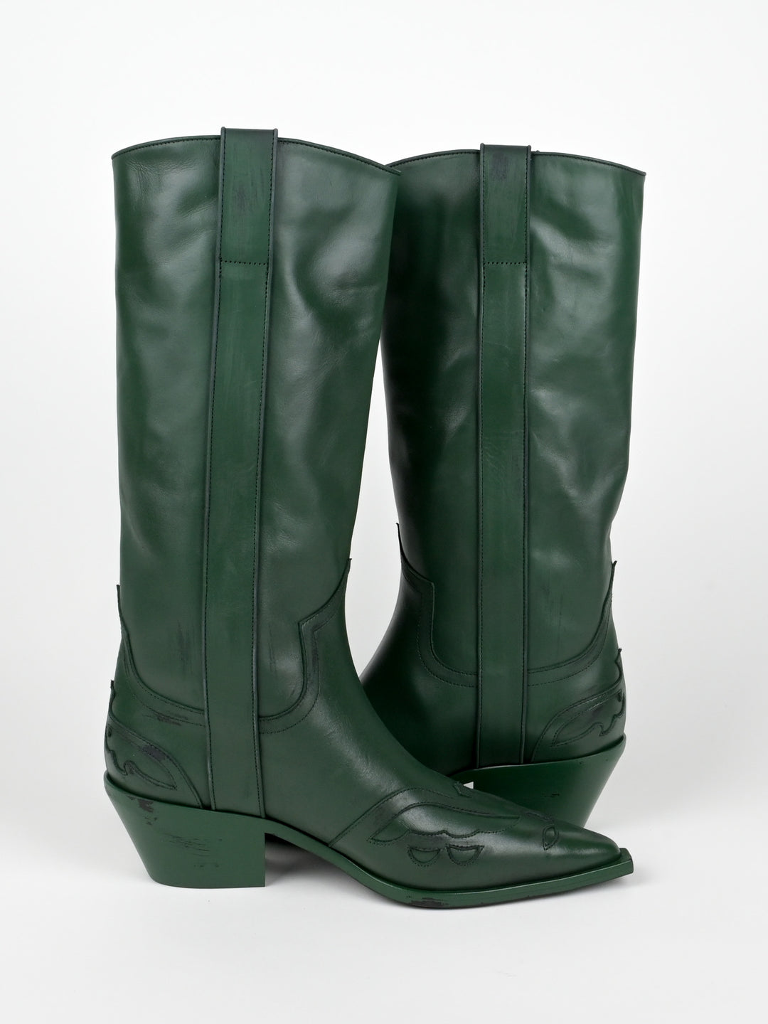 Distressed Leather Cowboy Boots