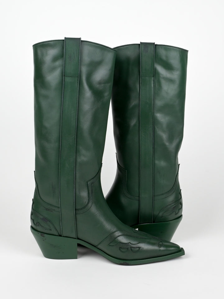 Distressed Leather Cowboy Boots
