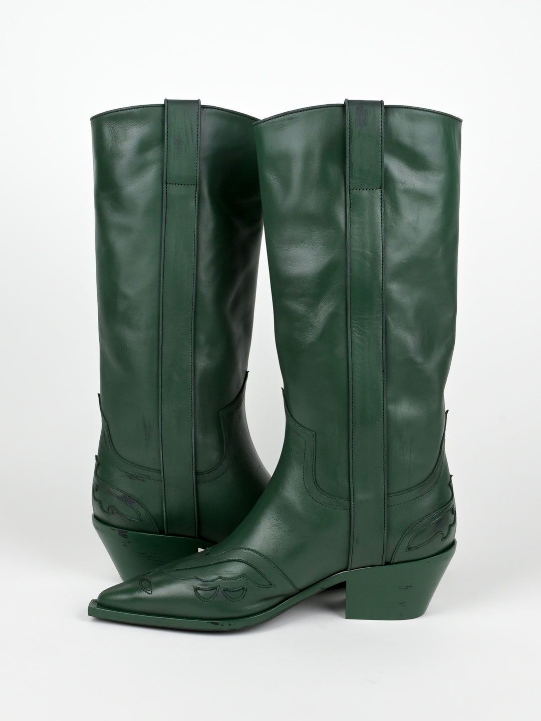 Distressed Leather Cowboy Boots