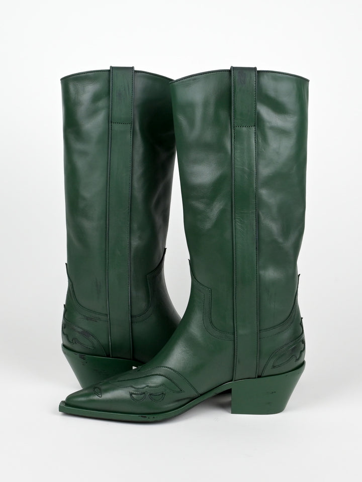 Distressed Leather Cowboy Boots