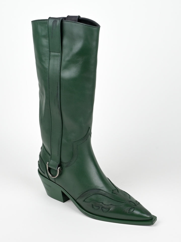 Distressed Leather Cowboy Boots