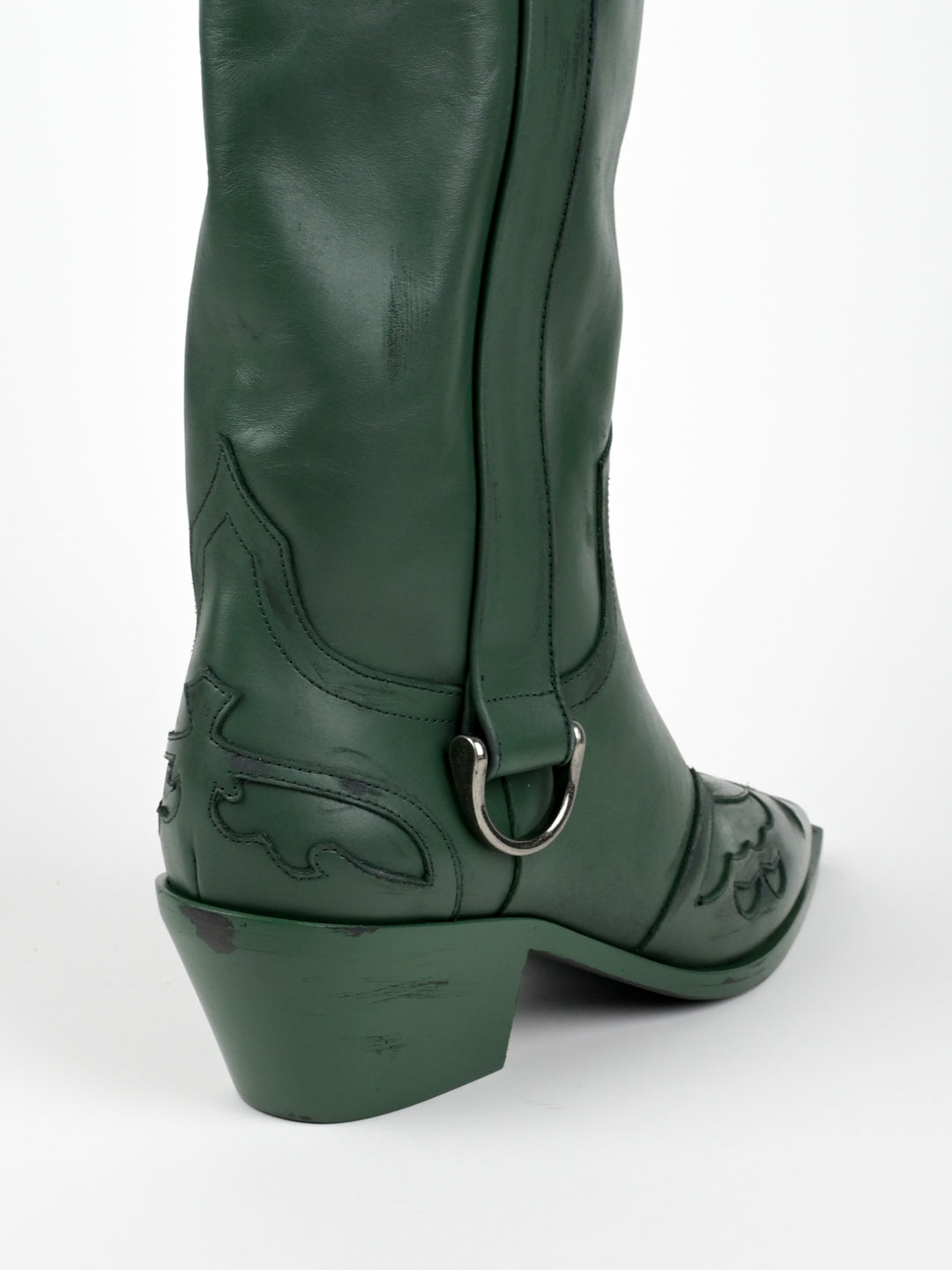 Distressed Leather Cowboy Boots