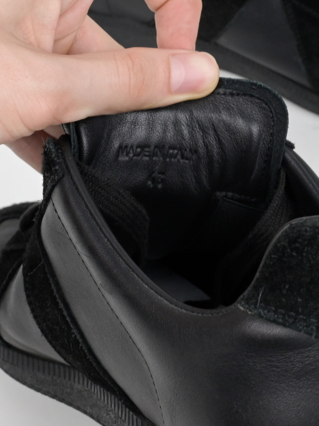 Replica Black Leather GAT Sneakers Gum Sole