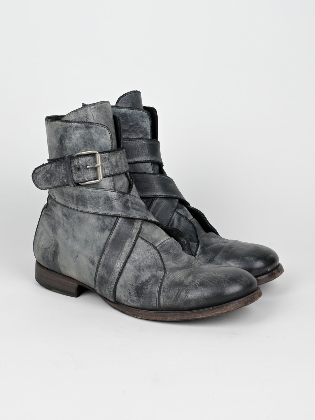 Buckle Leather Boots