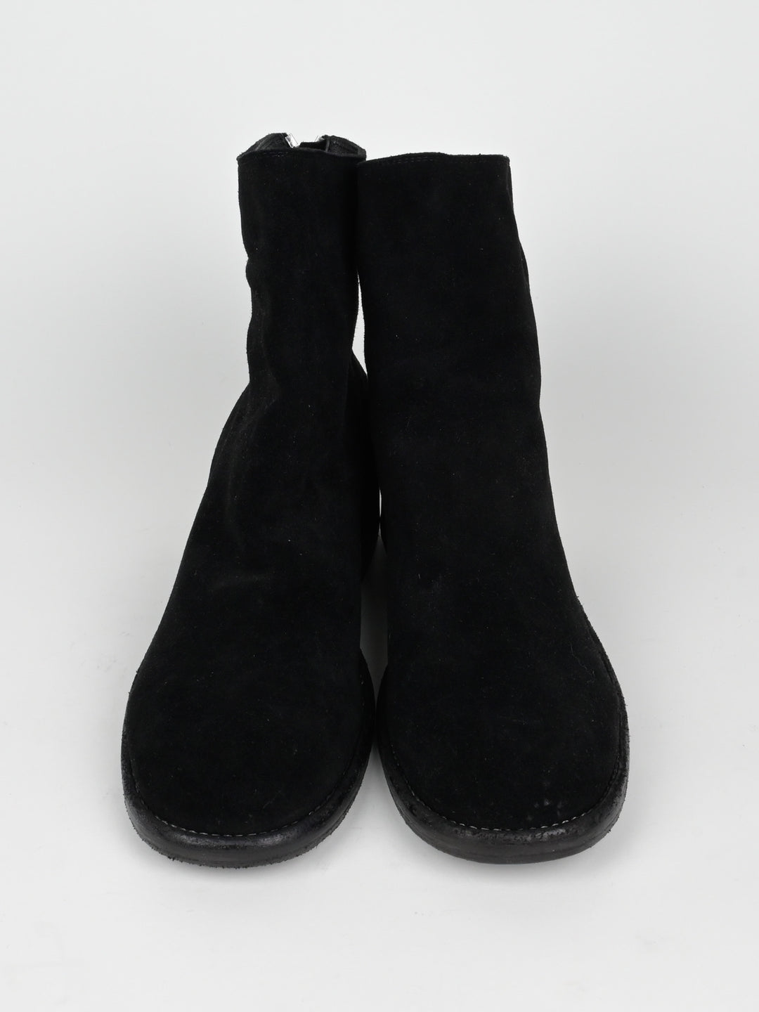 788ZI Black Back Zip Suede Metal Heel