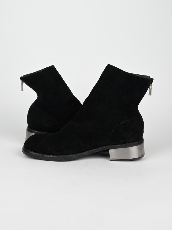 788ZI Black Back Zip Suede Metal Heel