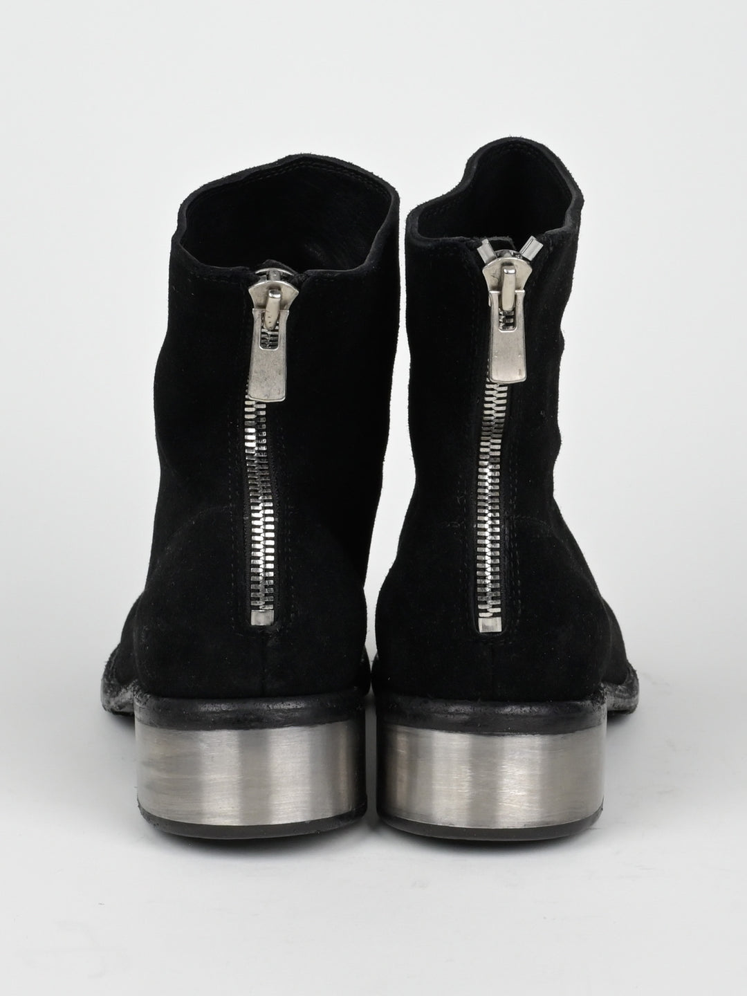 788ZI Black Back Zip Suede Metal Heel