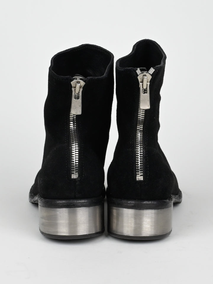 788ZI Black Back Zip Suede Metal Heel