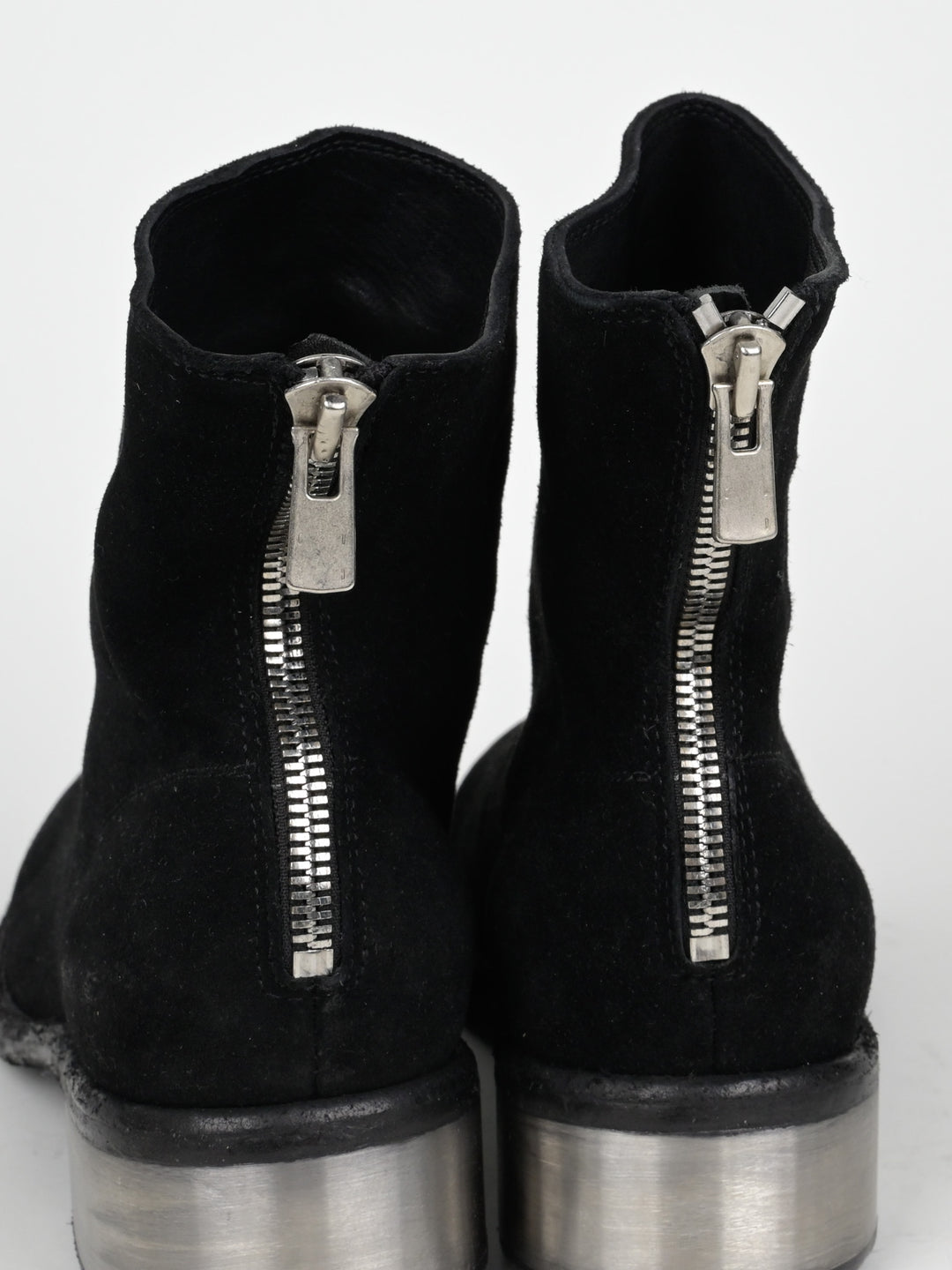 788ZI Black Back Zip Suede Metal Heel