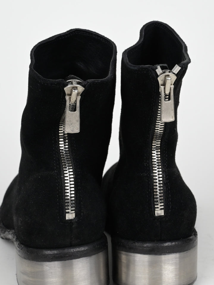 788ZI Black Back Zip Suede Metal Heel
