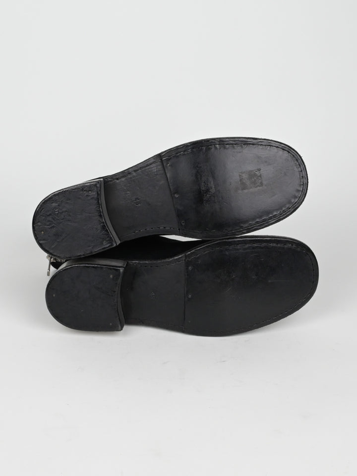 788ZI Black Back Zip Suede Metal Heel