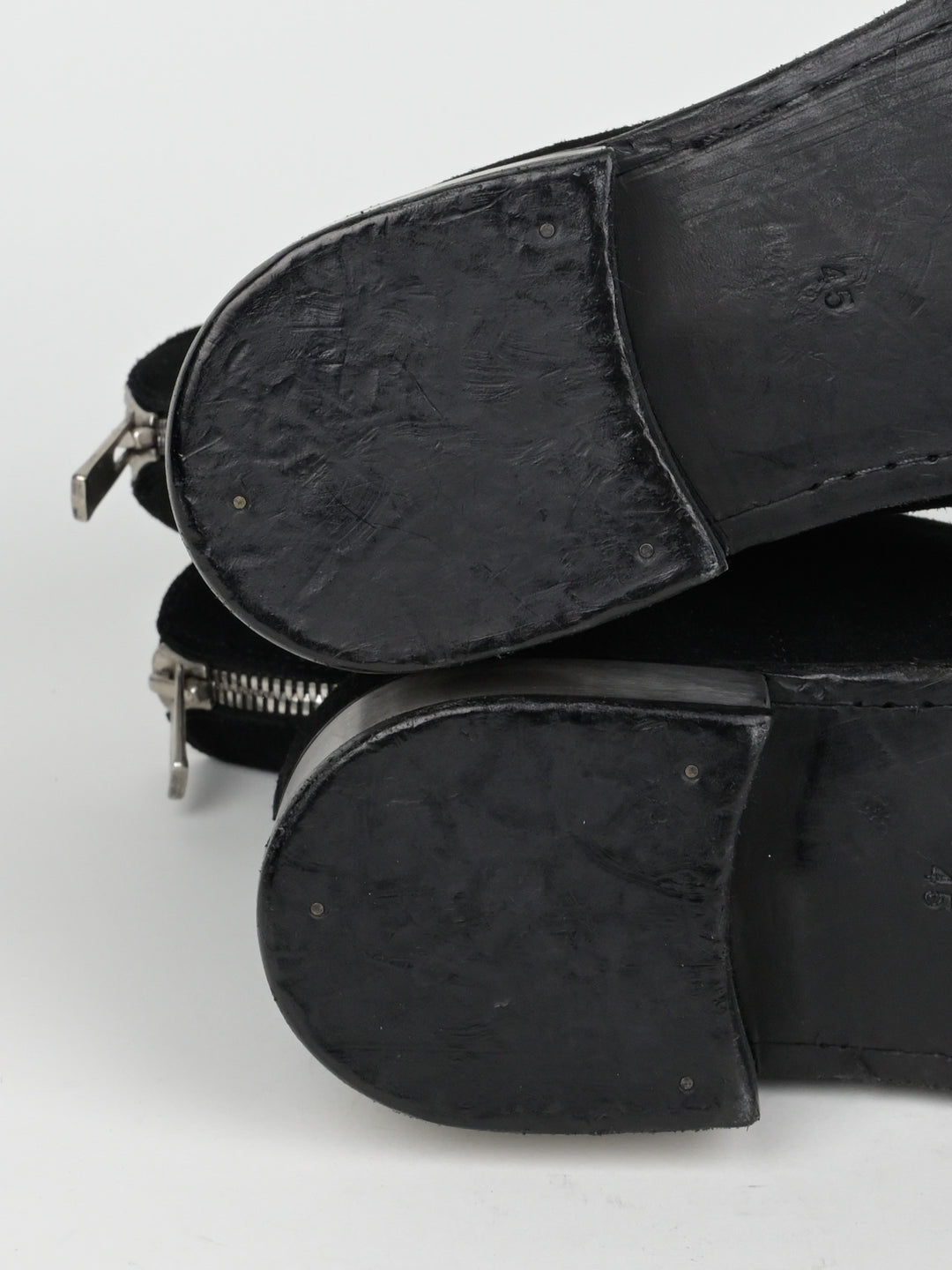 788ZI Black Back Zip Suede Metal Heel