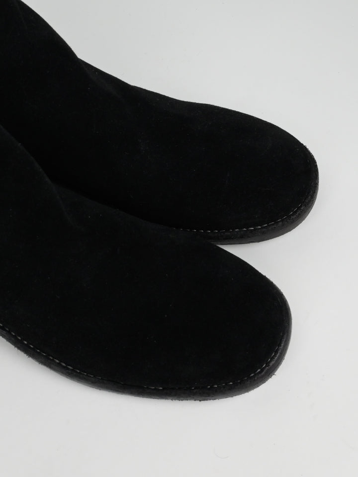 788ZI Black Back Zip Suede Metal Heel