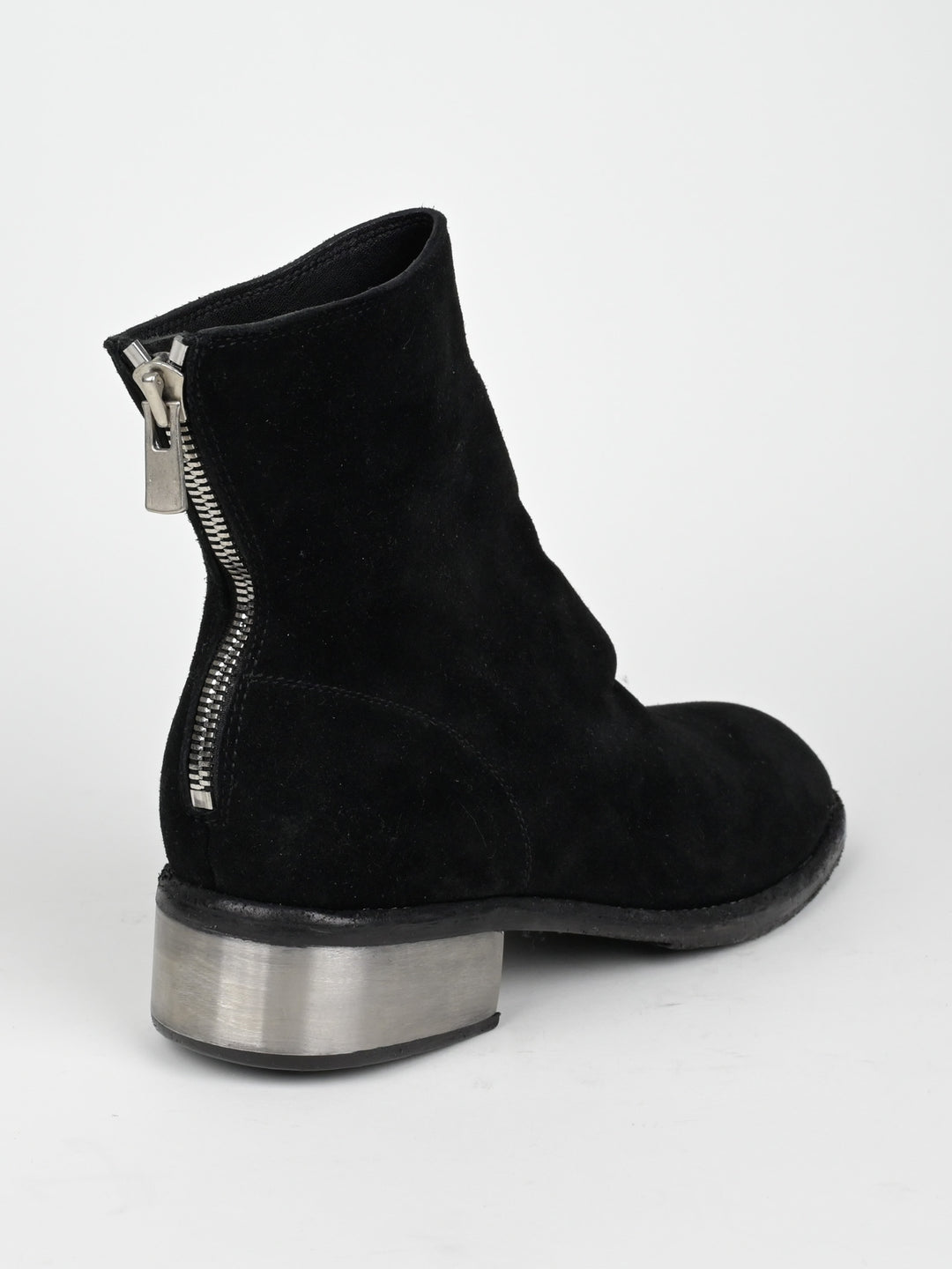788ZI Black Back Zip Suede Metal Heel