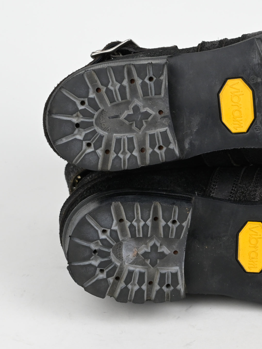 Reversed Leather Buckle Boots