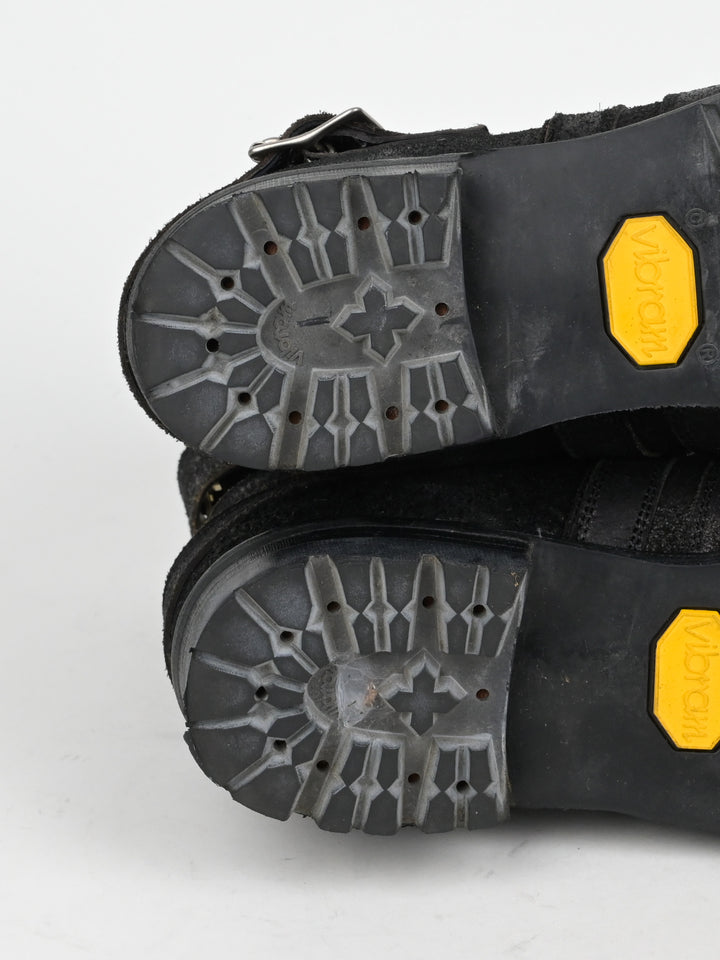 Reversed Leather Buckle Boots
