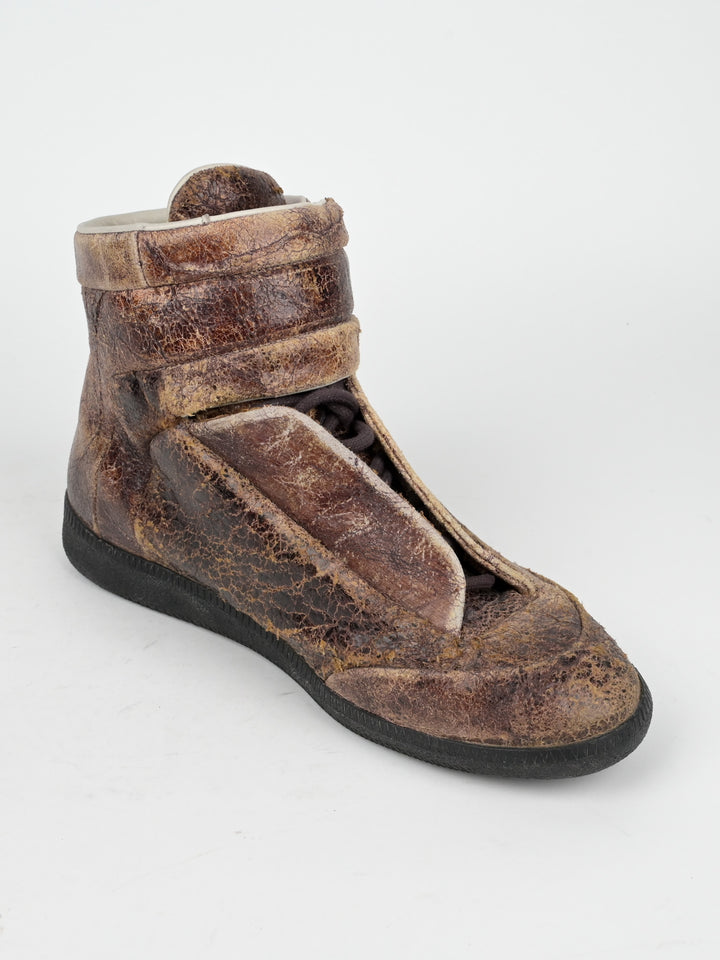 Cracked Leather Future High Top Sneakers