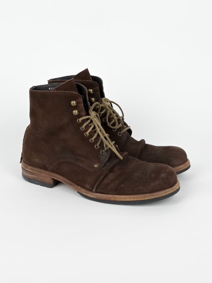 5998 Suede Stacked Leather Boots